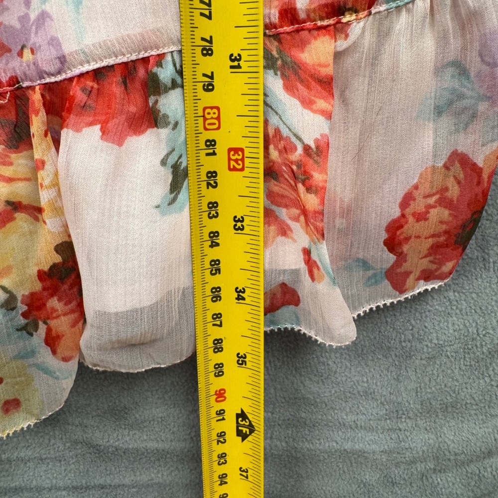 Abercrombie & Fitch Floral Mini Dress Pink Red Ruffle Wrap Sleeveless Summer S - Picture 4 of 7